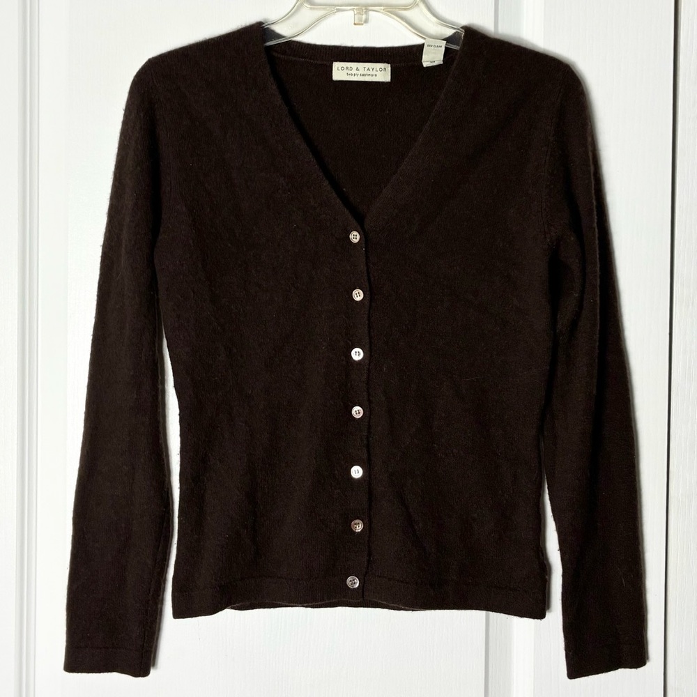 Lord & Taylor Brown Cardigan Sweater